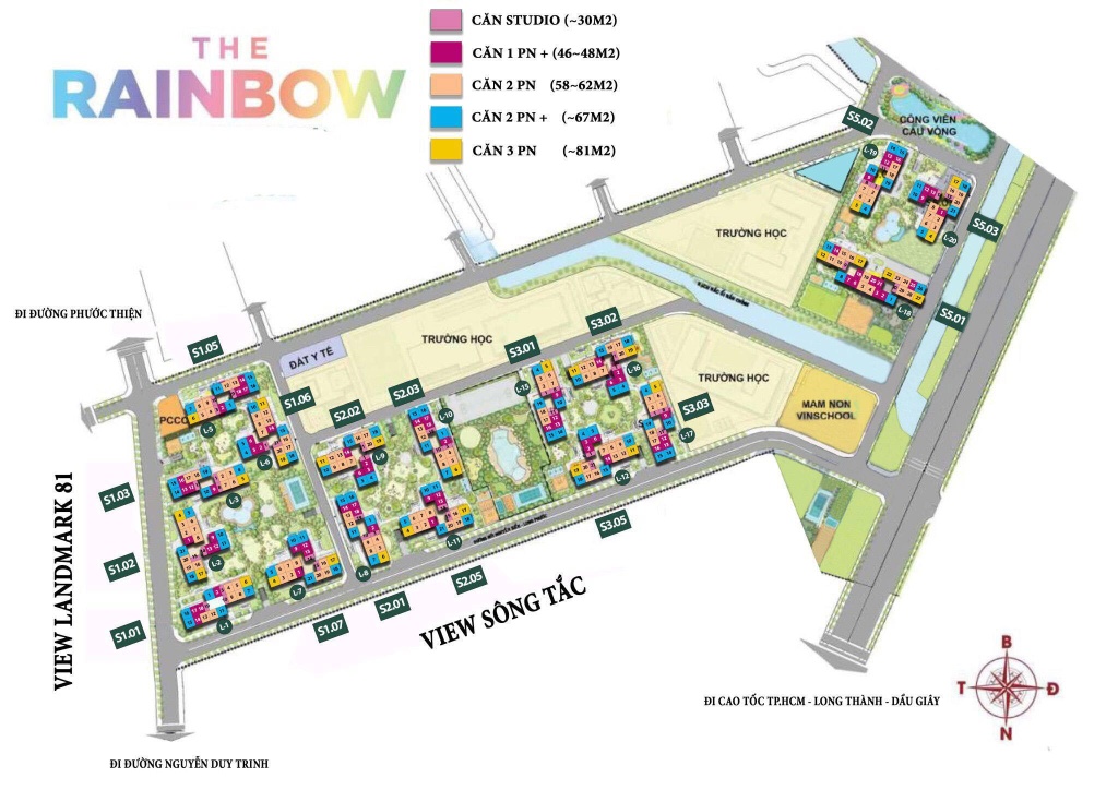 Shophouse khối đế phân khu The Rainbow tại Vinhomes Grand Park với mặt tiền thương mại nội khu