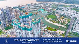 Tiến độ thi công phân khu cao cấp The Opus One tại Vinhomes Grand Park năm 2026 với các hạng mục hoàn thiện và cảnh quan đang được triển khai
