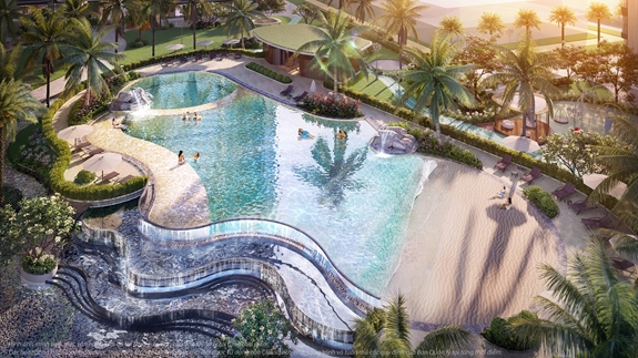 Hồ bơi nước mặn Marina Pool phong cách resort 5 sao tại nội khu The Beverly