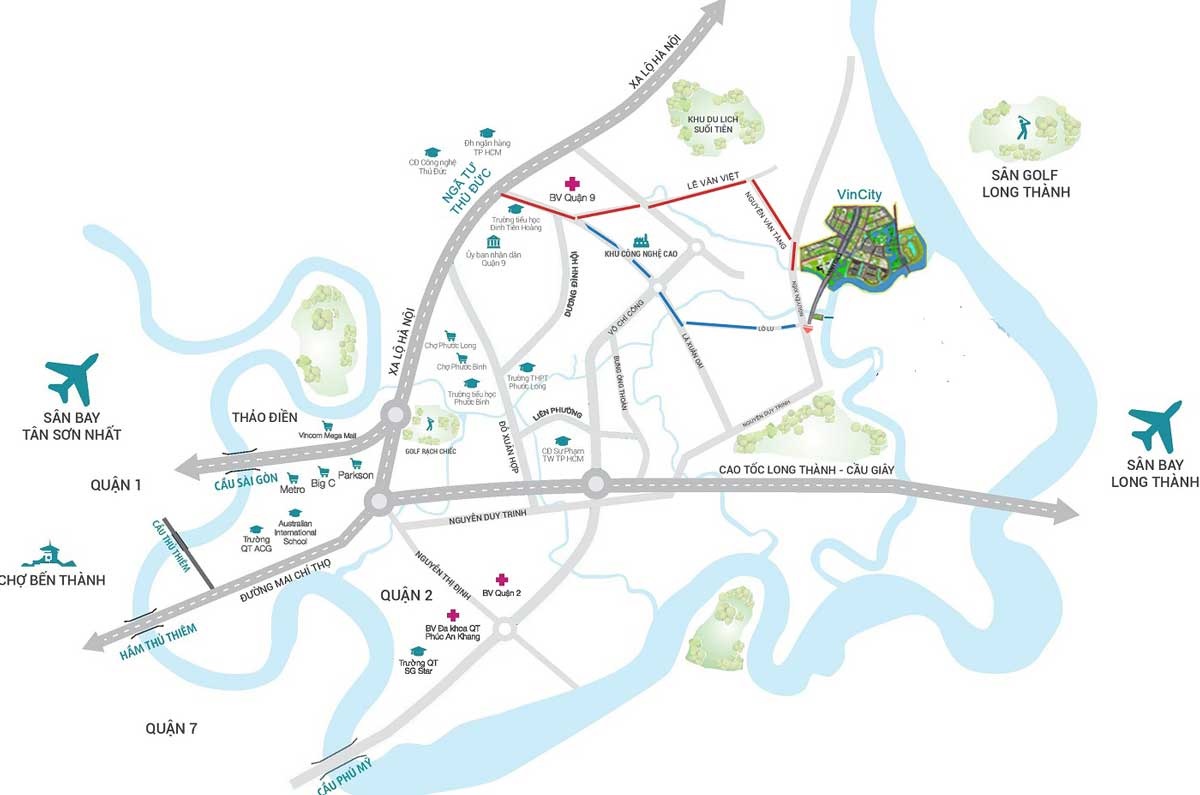 Bản đồ kết nối vị trí Vinhomes Grand Park Quận 9