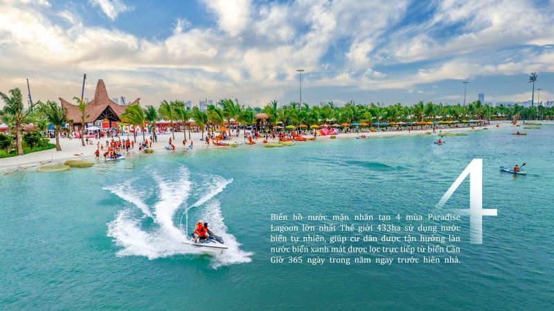 Bãi biển nhân tạo tại Vinhomes Green Paradise Cần Giờ là thỏi nam châm thu hút khách du lịch, mở ra cơ hội kinh doanh khổng lồ