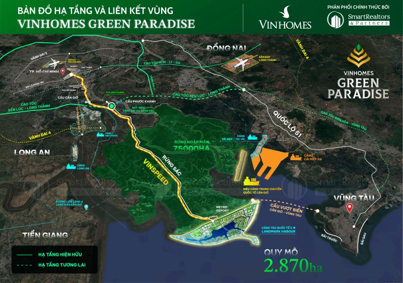 Sơ đồ kết nối hạ tầng giao thông đa phương thức tại Vinhomes Green Paradise Cần Giờ