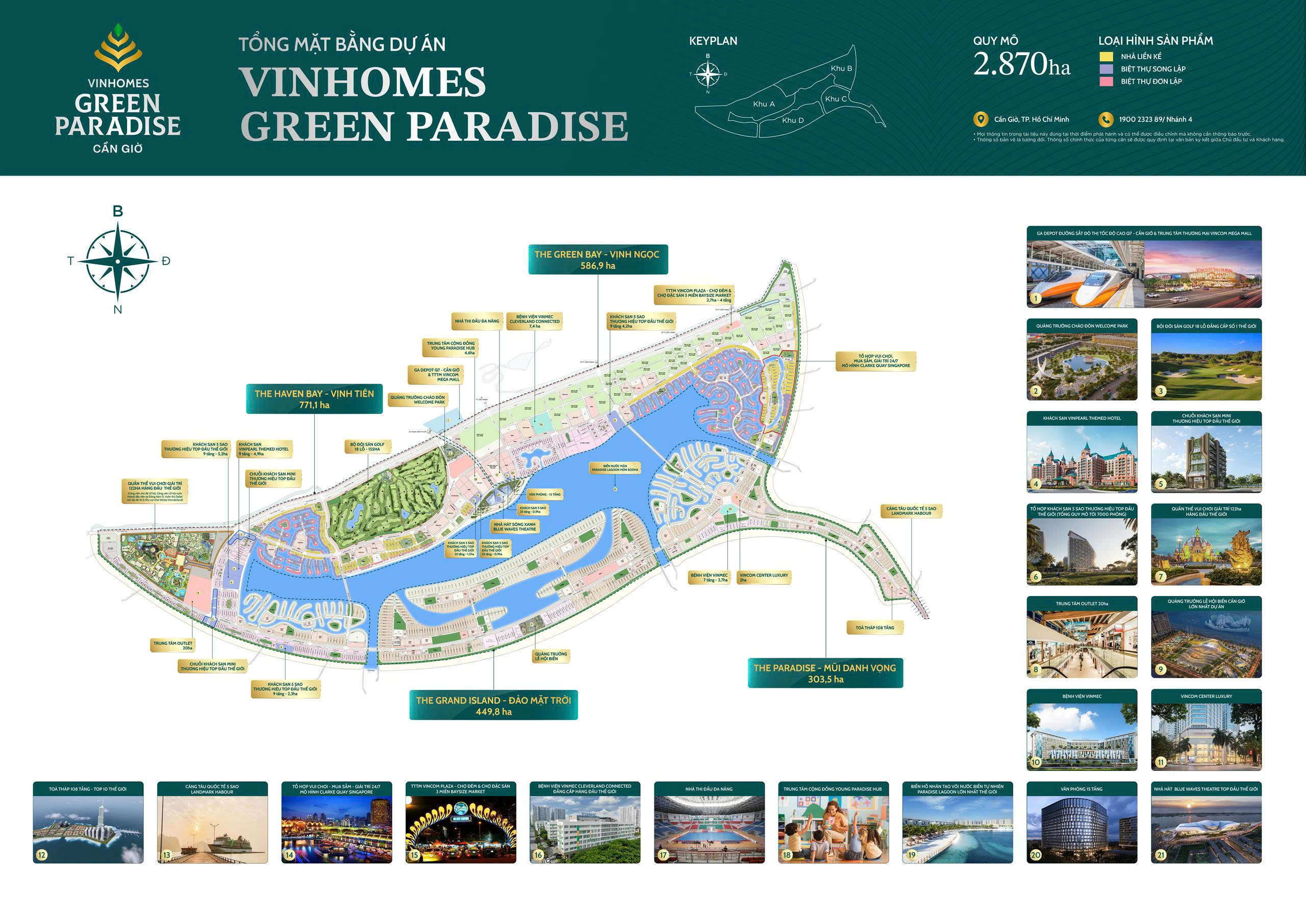 Bản đồ quy hoạch tổng thể quy mô 2.870ha của Vinhomes Green Paradise Cần Giờ