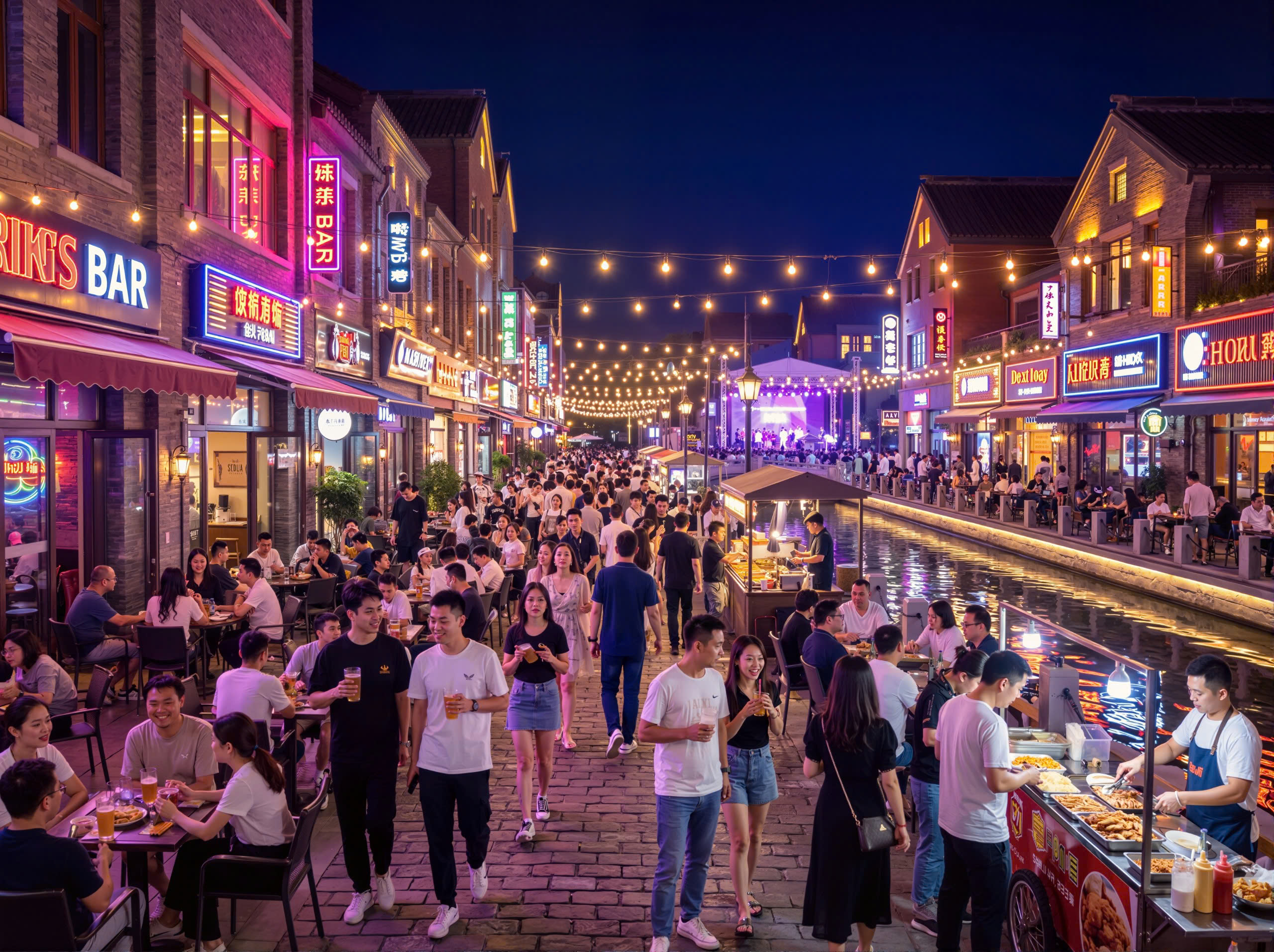 Phối cảnh phố đi bộ và mua sắm không ngủ Little Hong Kong rực rỡ sắc màu
