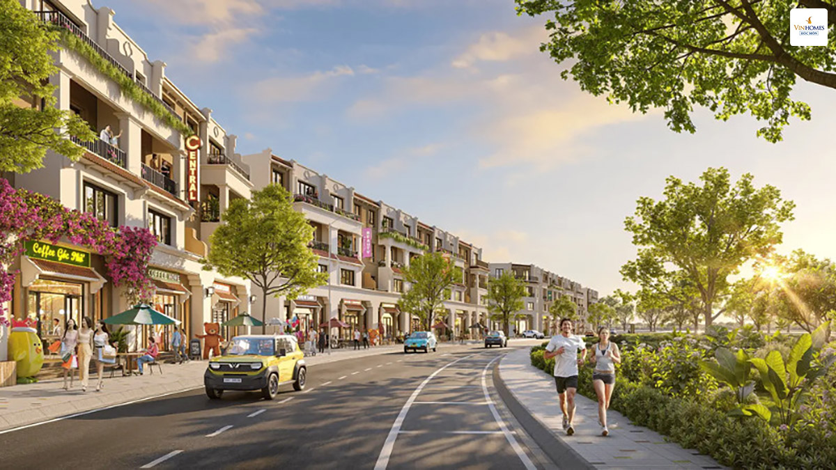 Thiết kế hiện đại của các dãy Shophouse và khu nhà phố thương mại sầm uất tại Vinhomes Hóc Môn