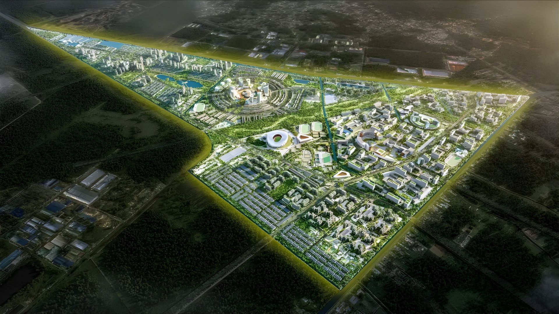 Phối cảnh không gian sống xanh và tiện ích giáo dục hiện đại dự kiến tại đại đô thị Vinhomes Hóc Môn