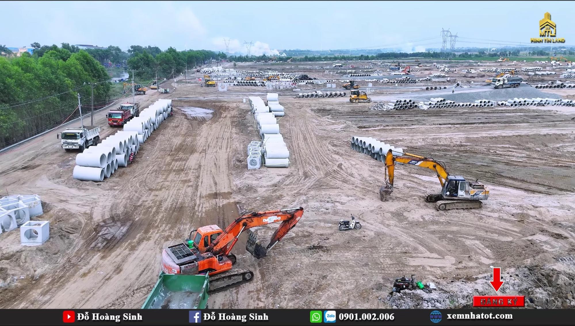 Hoạt động thi công dầm móng và hạ tầng tại khu vực phía Nam dự án Vinhomes Saigon Park