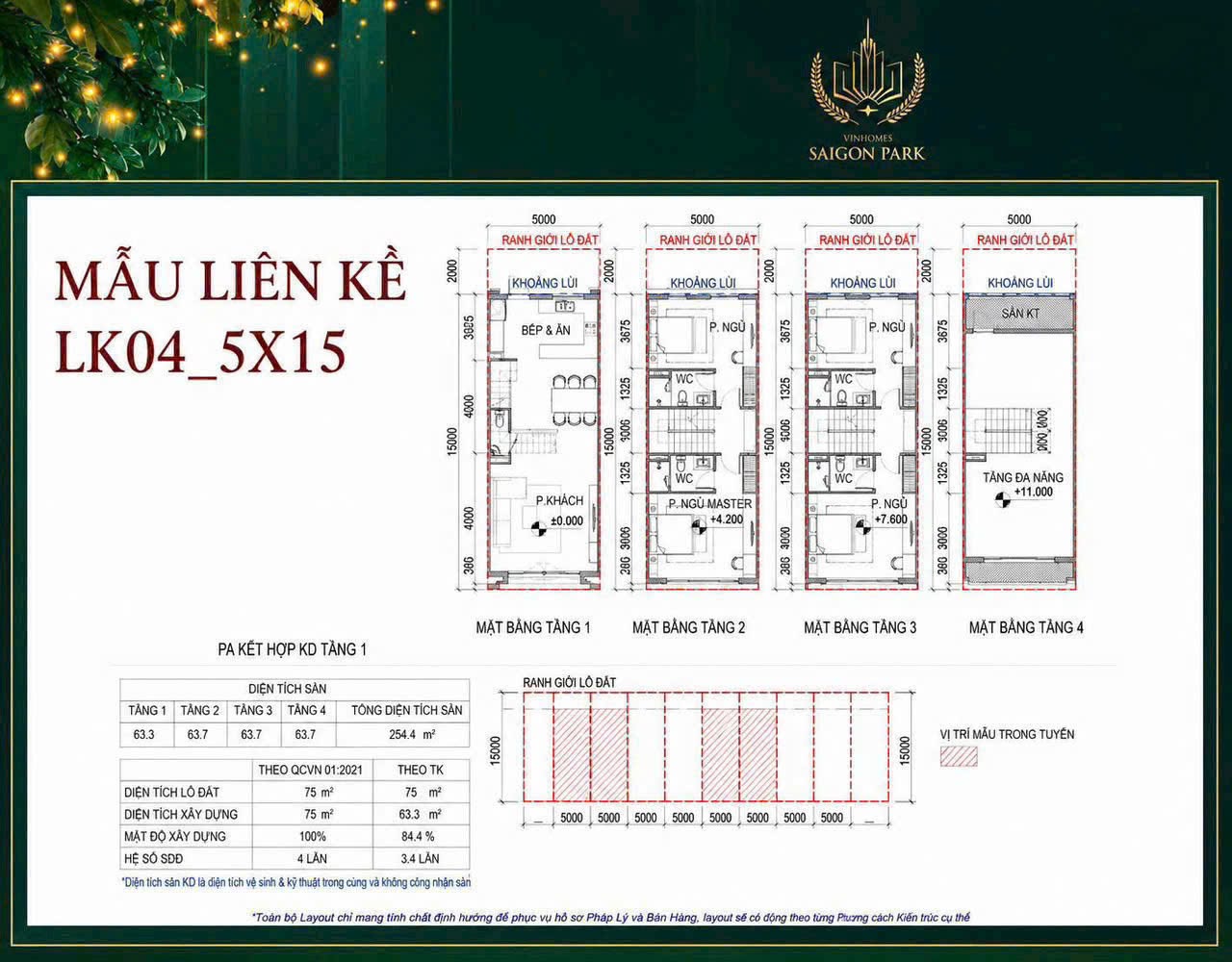 Mẫu thiết kế nhà phố liền kề tiêu chuẩn tại Vinhomes Saigon Park