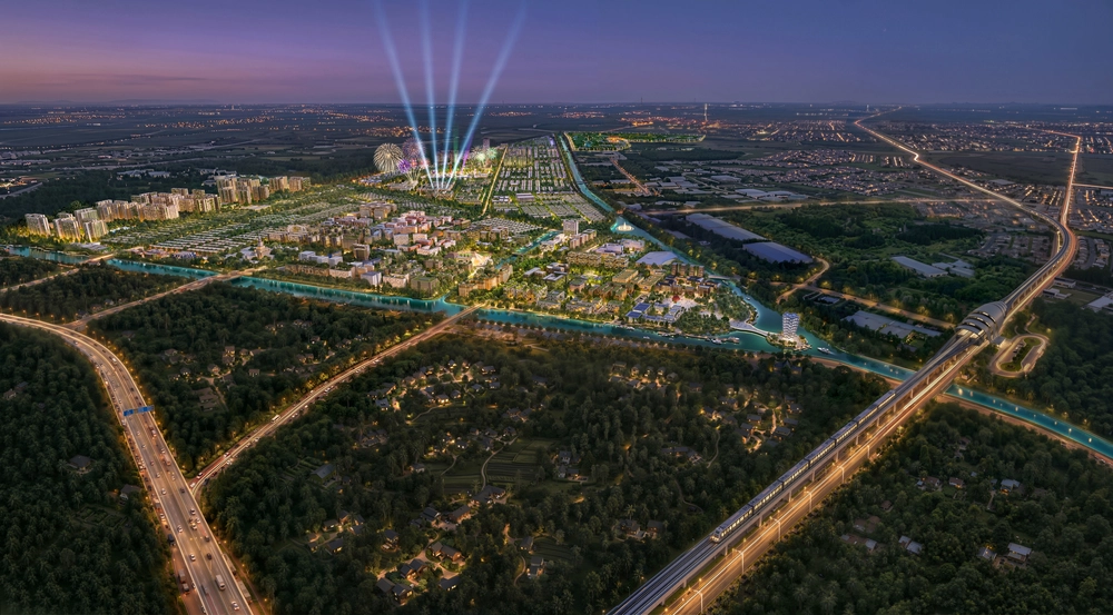 Phối cảnh tổng thể siêu đô thị Vinhomes Saigon Park nhìn từ tuyến Metro