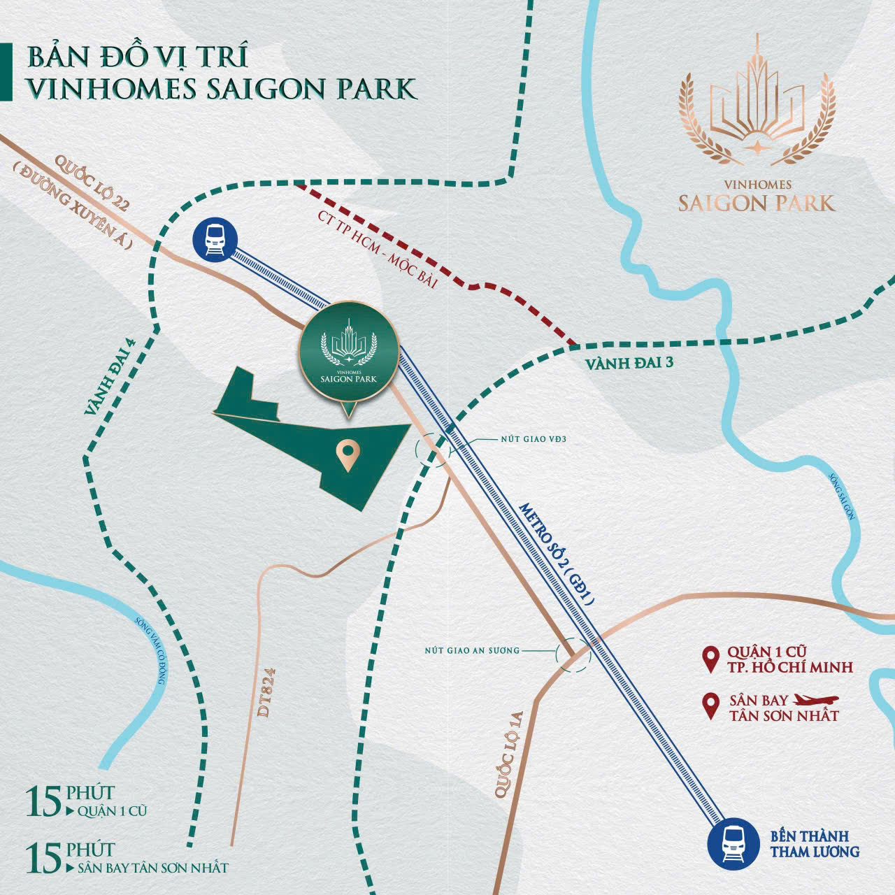 Bản đồ quy hoạch Trạm Ga Metro số 2 tích hợp trực tiếp vào nội khu Vinhomes Saigon Park