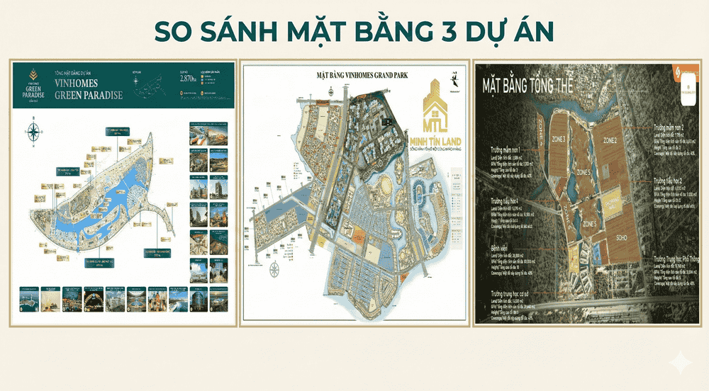 mặt bằng phân khu các dự án