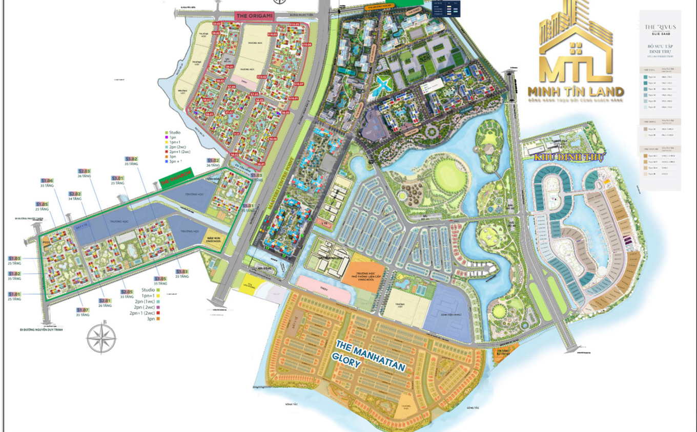 Mặt bằng The Manhattan Glory Vinhomes Grand Park – bố trí tổng thể phân khu thấp tầng
