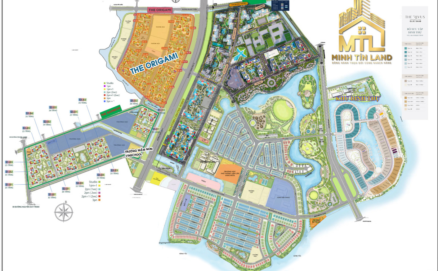 Mặt bằng phân khu The Origami Vinhomes Grand Park – bố trí 21 tòa và hệ tiện ích nội khu