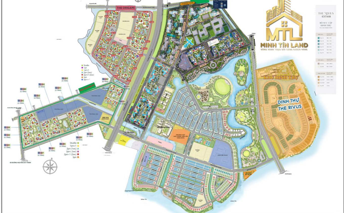 Mặt bằng dự án The Rivus trong tổng thể Vinhomes Grand Park – khu dinh thự ven sông