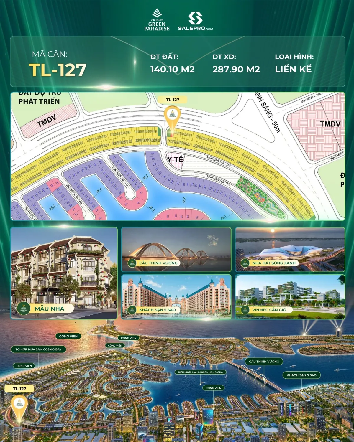 Bán Nhà Phố Liền Kề Vinhomes Green Paradise Cần Giờ | Đường 50m, Đối Diện TMDV