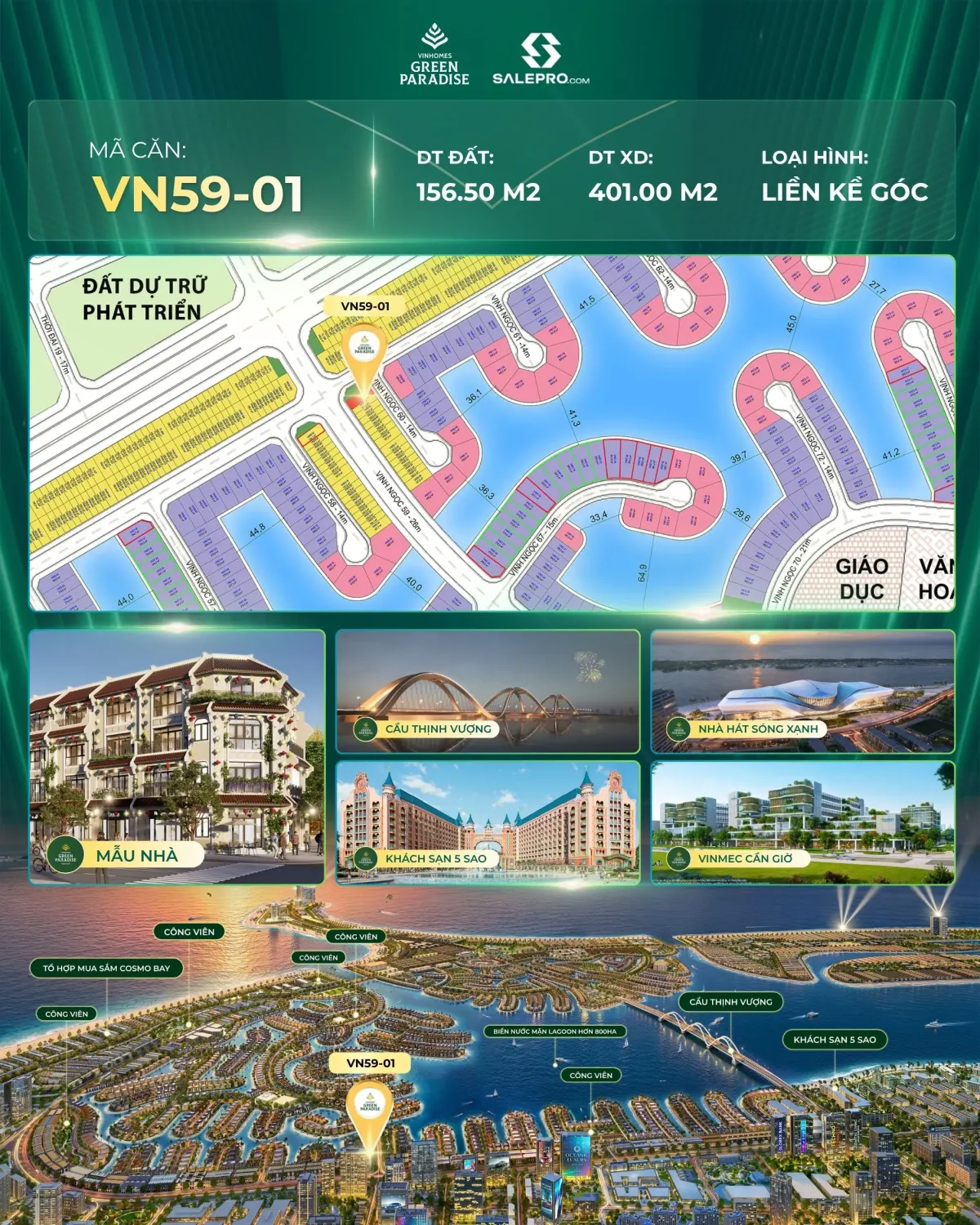 Siêu Phẩm Liền Kề Góc 3 Mặt Tiền 26m Vịnh Tiên - Vinhomes Cần Giờ | Quỹ Thứ Cấp 28.21 Tỷ