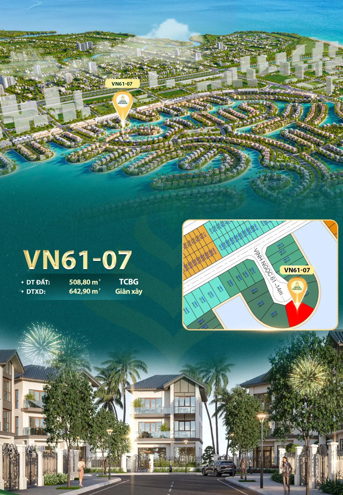 Siêu Phẩm Biệt Thự Đơn Lập Góc 534.9m² Vịnh Tiên - Vinhomes Cần Giờ |  Giá chỉ 71.21 Tỷ