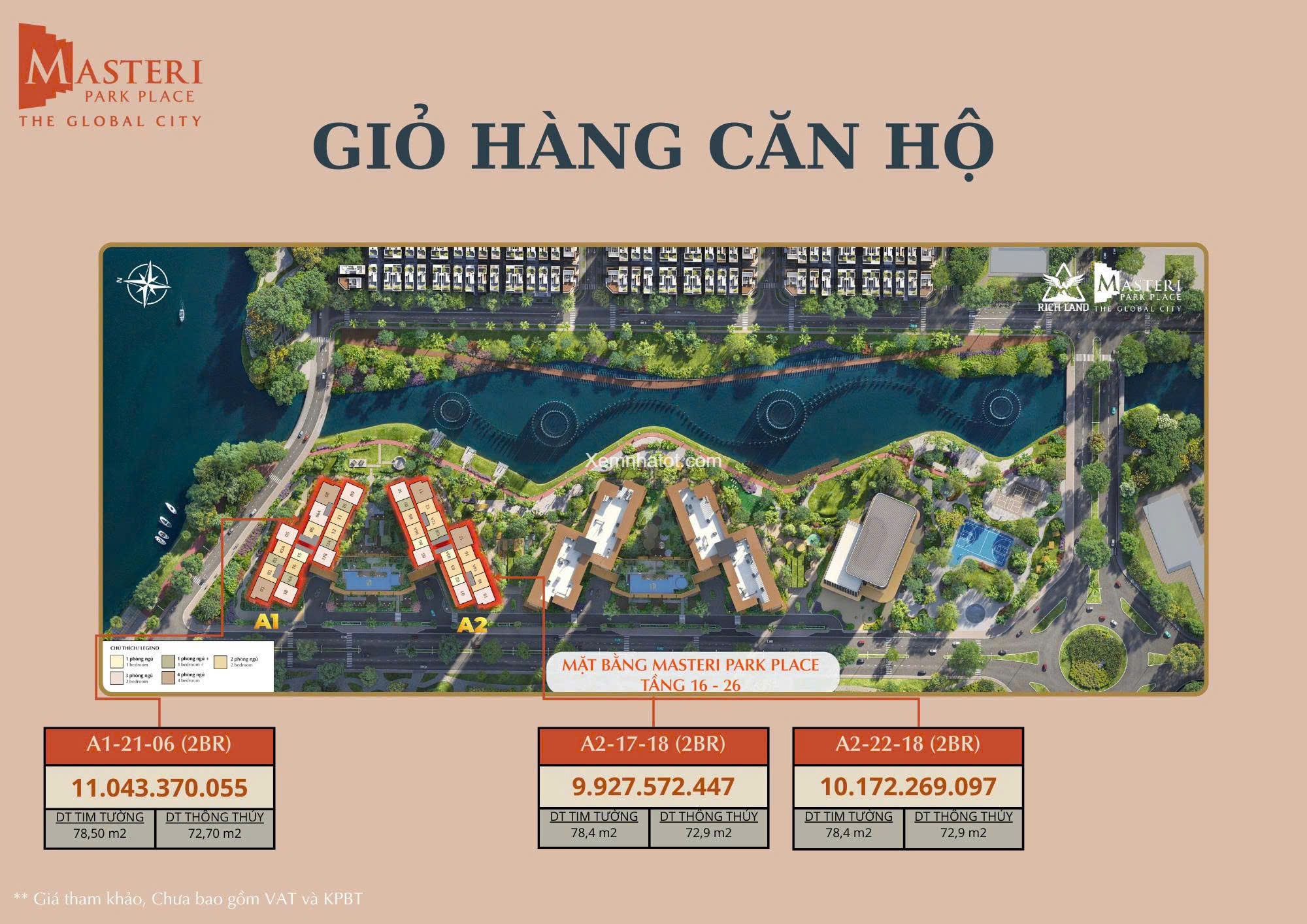 Bán căn hộ A2-22-18 Masteri Park Place – The Global City | 2PN – View sông thoáng – Giá tốt