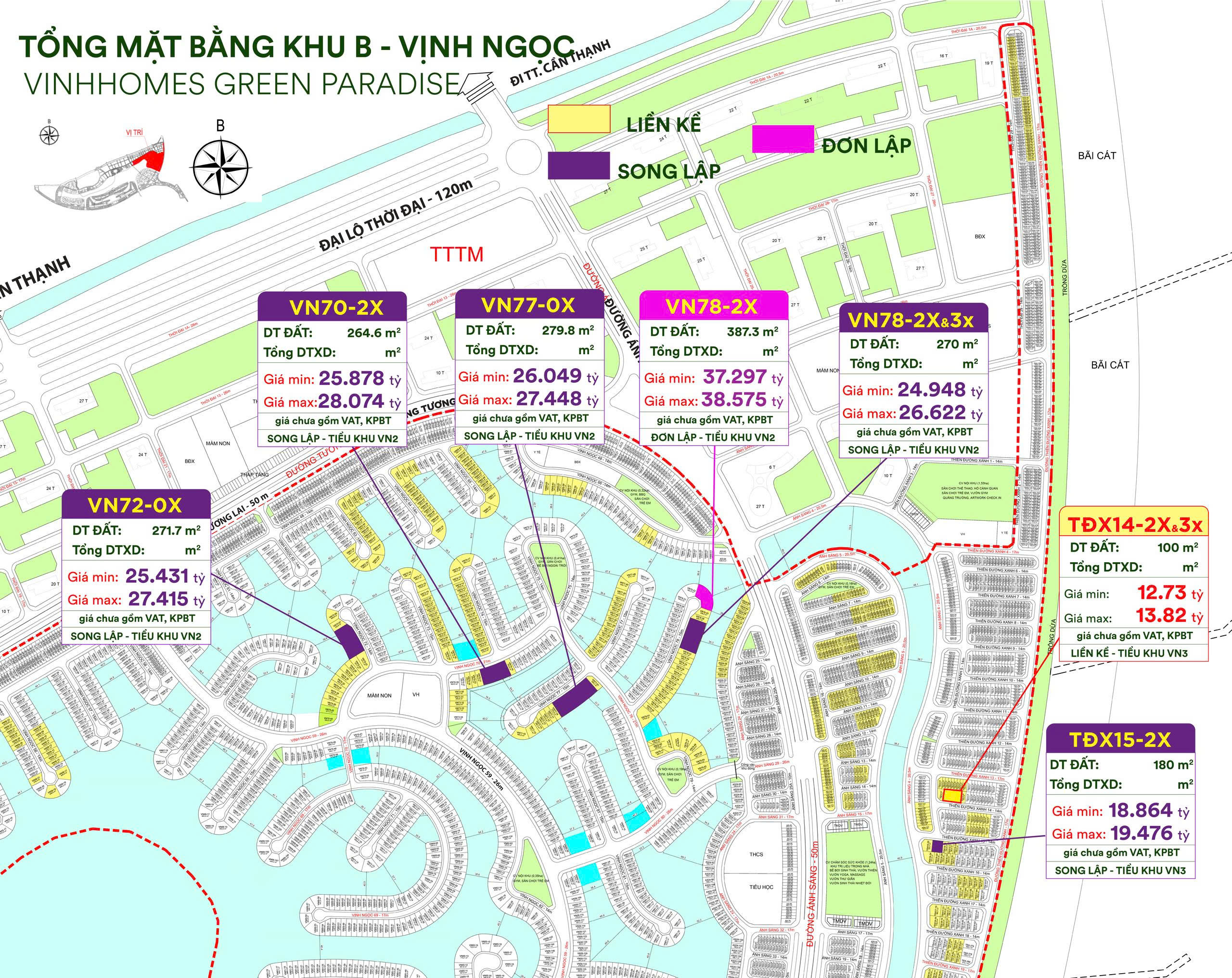 Bán nhà phố góc TĐX14 – Đường Thiên Đường Xanh, The Green Bay (Vịnh Ngọc), Vinhomes Cần Giờ – Gần biển, vị trí đắc địa