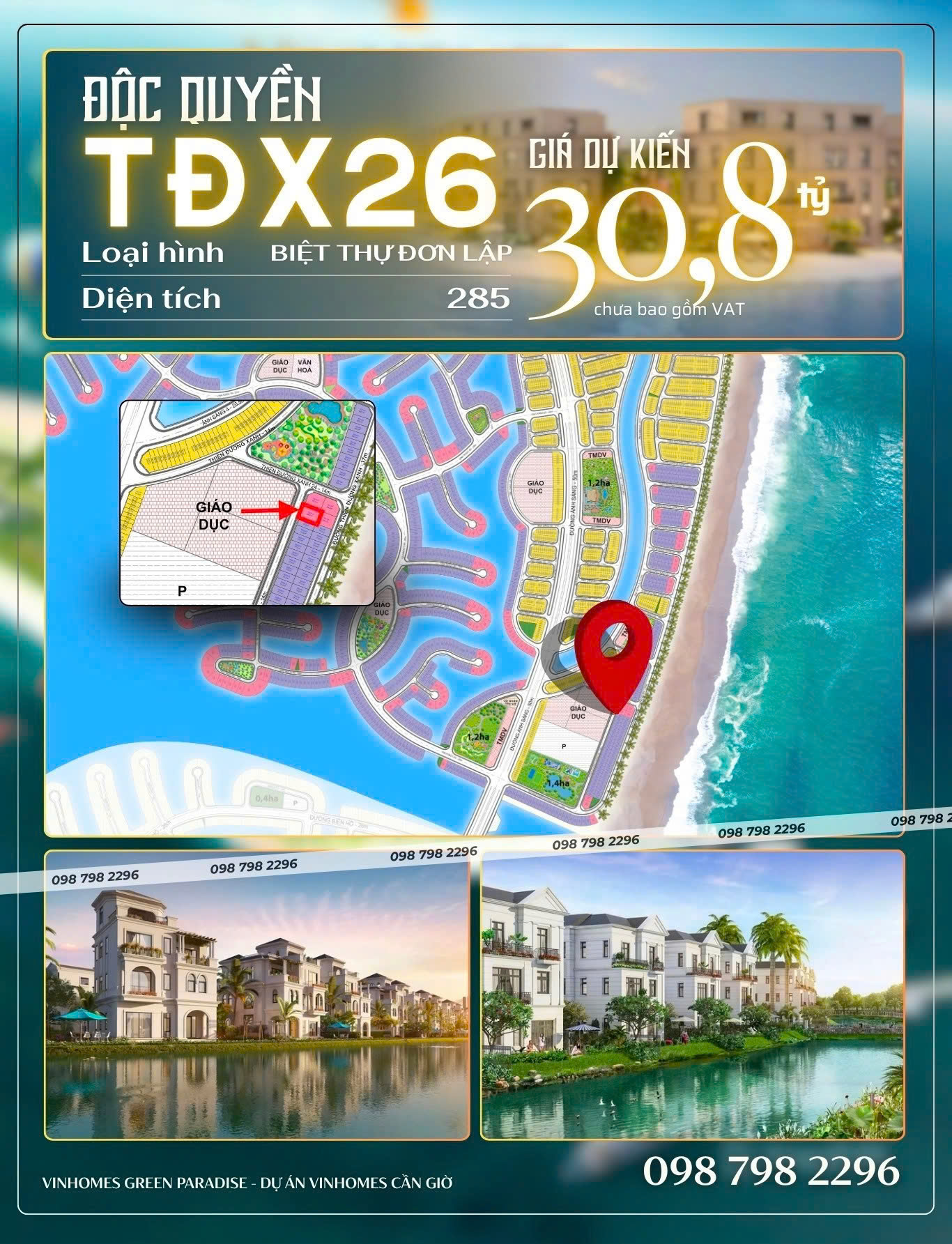 Chuyển nhượng biệt thự song lập VN70-2x – The Green Bay (Vịnh Ngọc), Vinhomes Green Paradise Cần Giờ