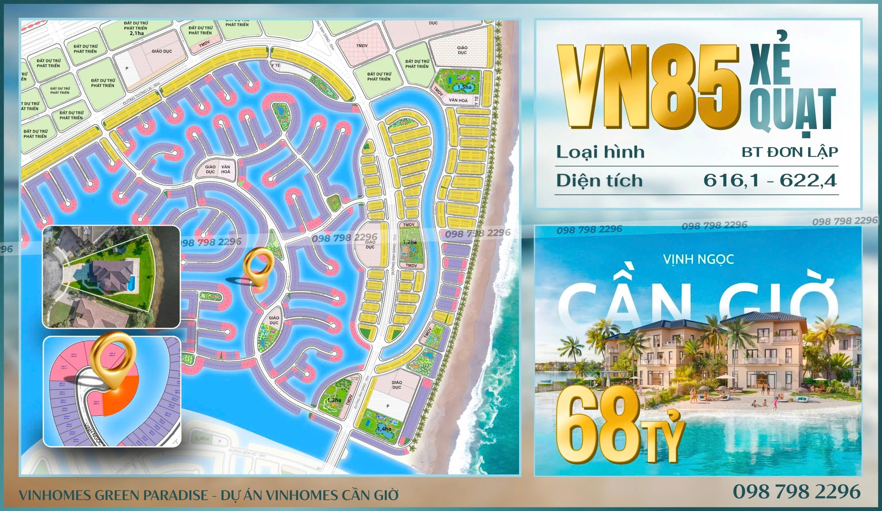 Chuyển nhượng biệt thự đơn lập VN85 – The Green Bay (Vịnh Ngọc), Vinhomes Green Paradise Cần Giờ