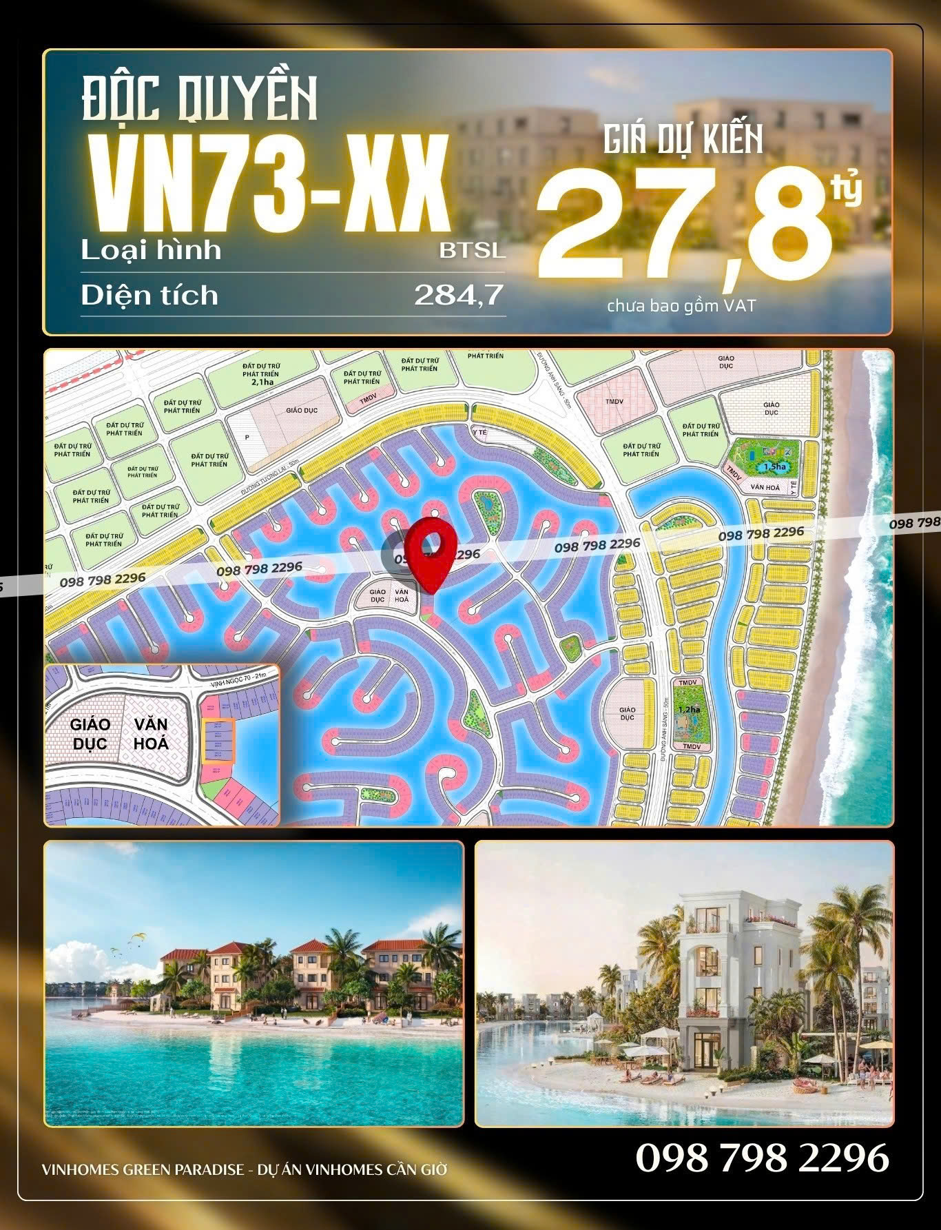 Chuyển nhượng nhà phố mặt tiền Ánh Sáng 50m AS-16x – The Green Bay (Vịnh Ngọc), Vinhomes Green Paradise Cần Giờ