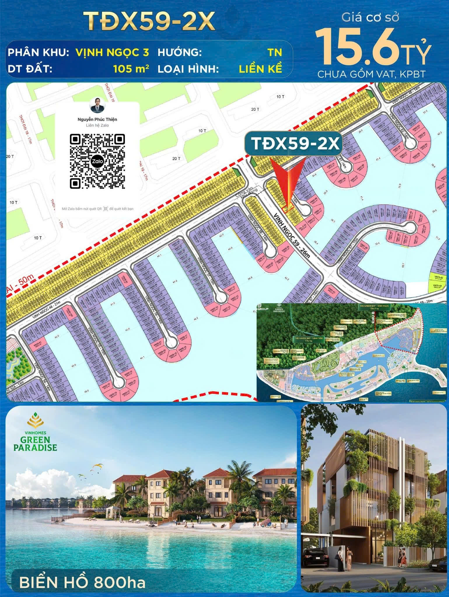 Chuyển nhượng nhà phố mặt tiền Ánh Sáng 50m AS-16x – The Green Bay (Vịnh Ngọc), Vinhomes Green Paradise Cần Giờ