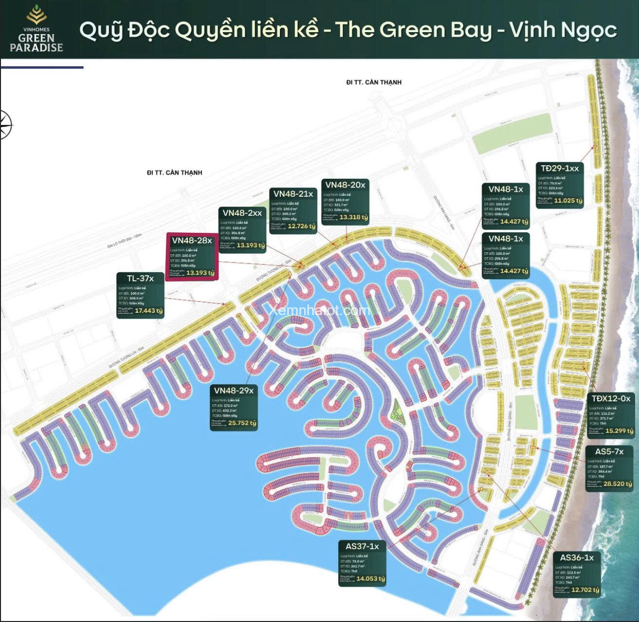 Bán biệt thự Vinhomes Cần Giờ VN48-28x – The Green Bay Vinhomes Green Paradise Cần Giờ | Vị trí đẹp – Giá tốt – Tiềm năng tăng giá cao