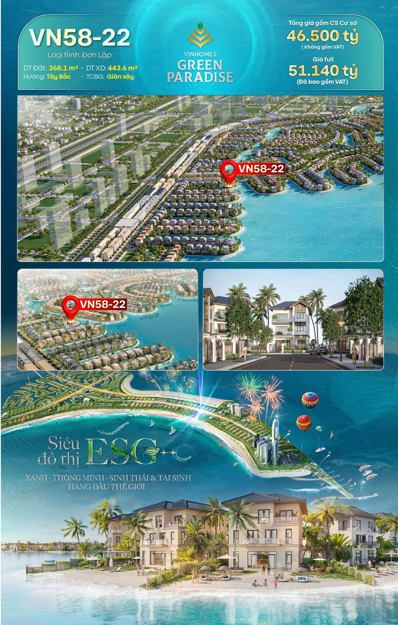 BÁN BIỆT THỰ ĐƠN LẬP Vinhomes Green Paradise Cần Giờ | Hướng Tây Bắc | Giá Full Chỉ 51.140 tỷ - ảnh 6