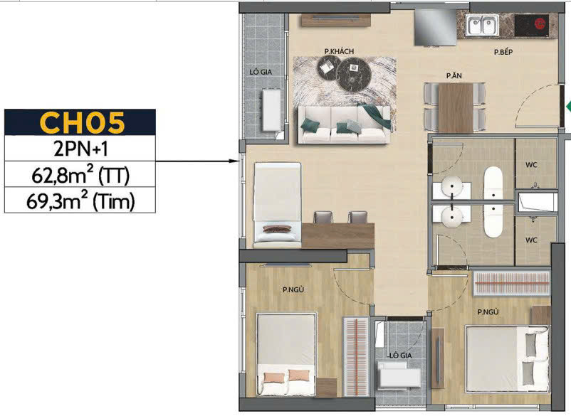 BÁN CĂN HỘ 2PN+ – VIEW KÉP NỘI KHU CÔNG VIÊN & NGOẠI KHU | NHÀ MỚI | THE BEVERLY SOLARI – VINHOMES GRAND PARK