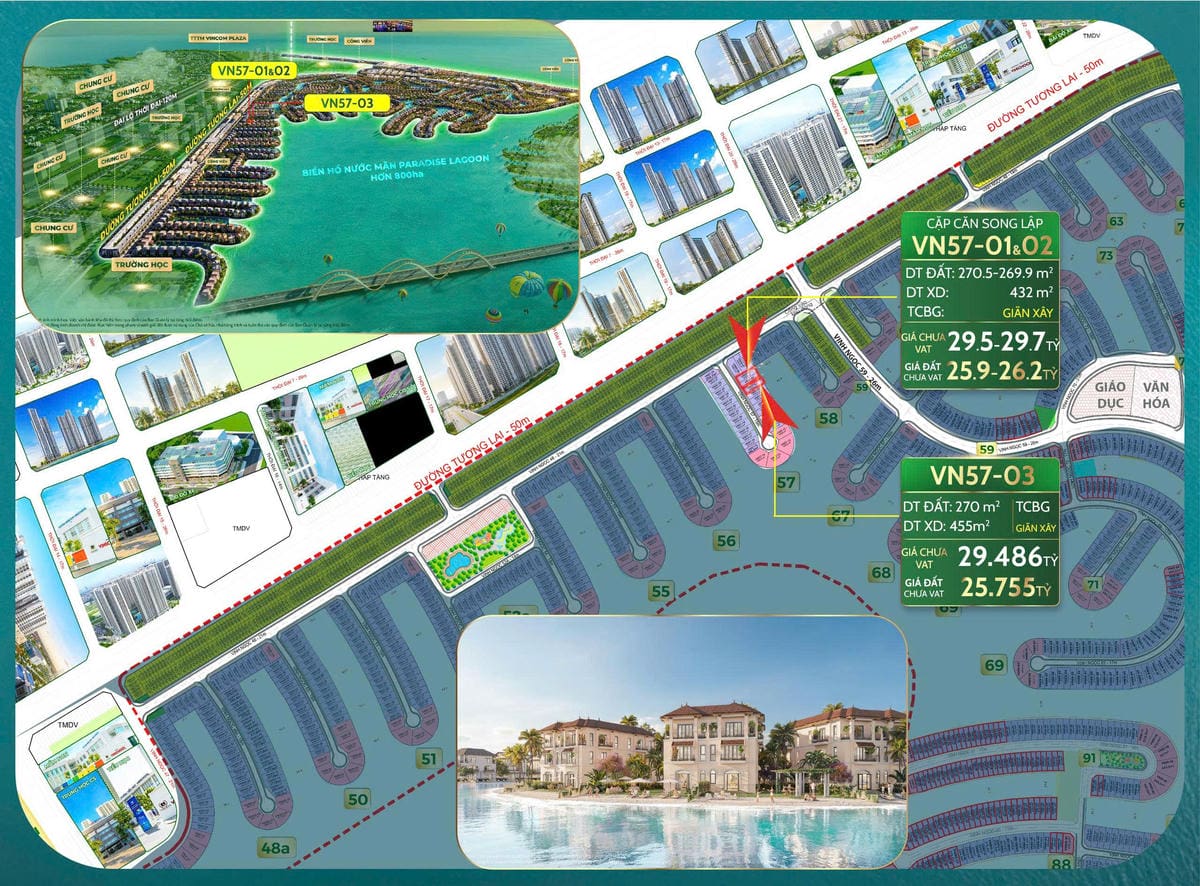 BÁN BIỆT THỰ SONG LẬP CAO CẤP VN57-03 – Vinhomes Green Paradise Cần Giờ | Vị trí mặt nước – Kề công viên – Giá chỉ từ 25.755 tỷ