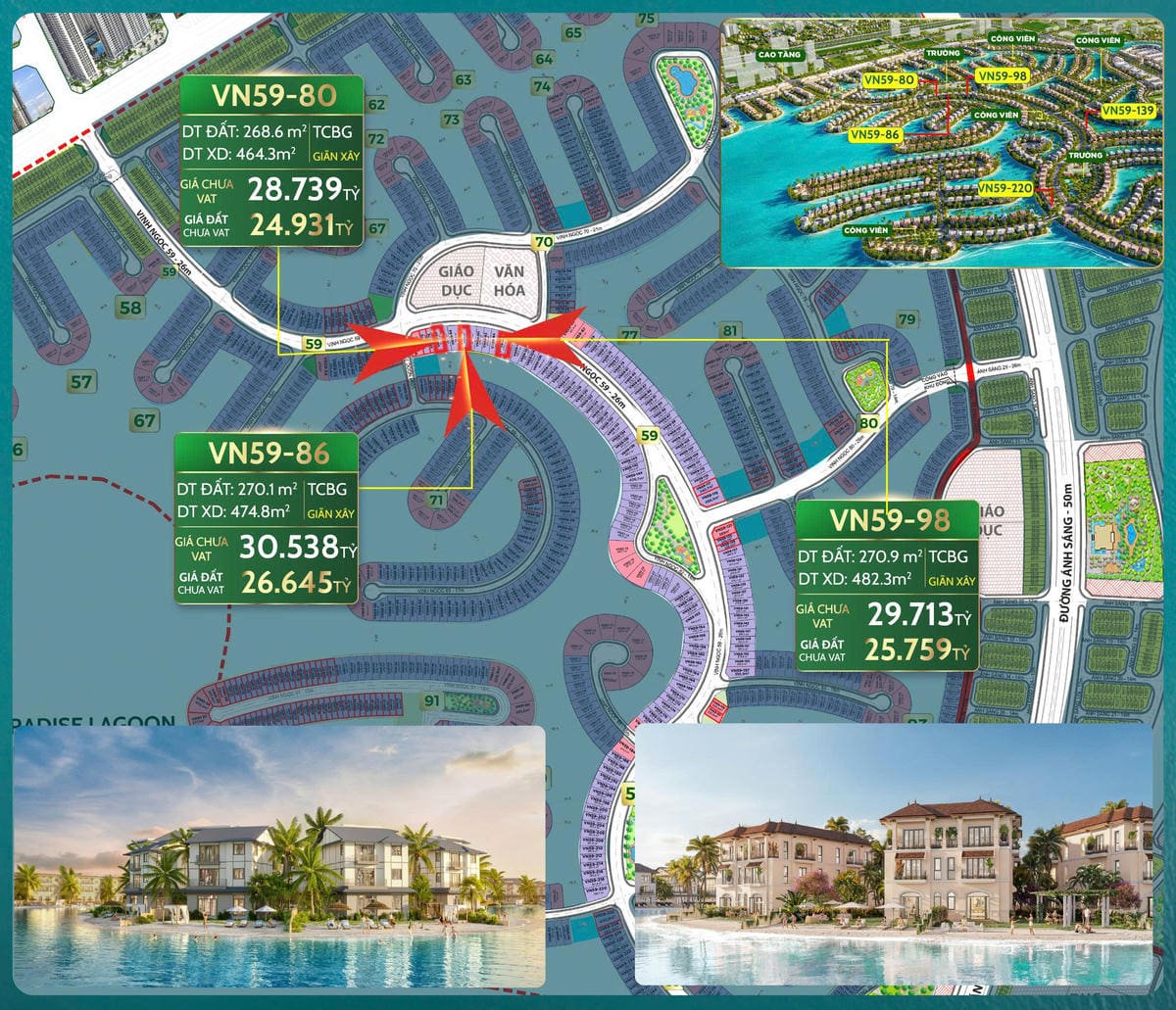 BÁN BIỆT THỰ SONG LẬP VN59-80 – VINHOMES CẦN GIỜ Vị trí trung tâm – Sát công viên – Sát hồ lagoon – Tiềm năng tăng giá mạnh