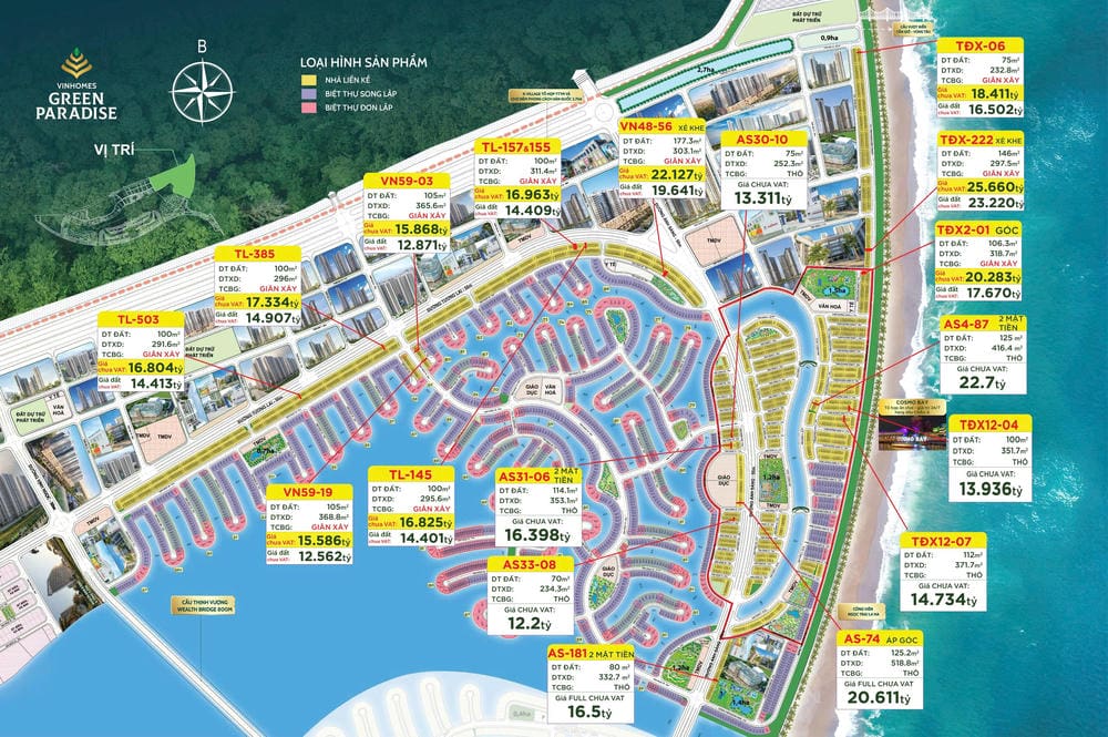 BÁN LIỀN KỀ MẶT BIỂN VINHOMES GREEN PARADISE CẦN GIỜ – CĂN TDX-06 GIÁ CỰC TỐT (SIÊU HIẾM)